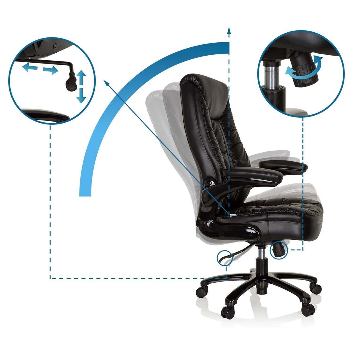 Verstellmechanismen des XXL Drehstuhls INSTRUCTOR III mit Neigungsfunktion und Gasdruckfeder von hjh OFFICE