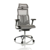 Siège de bureau haut de gamme POFIT GEN2 gris clair avec dossier en maille et piètement à cinq roulettes de hjh OFFICE – vue à 360° (vue de face 15°)