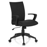 Siège de bureau à domicile SOFT noir avec accoudoirs et pied à cinq roulettes de hjh OFFICE – vue à 360° (vue de trois quarts avant 40°)