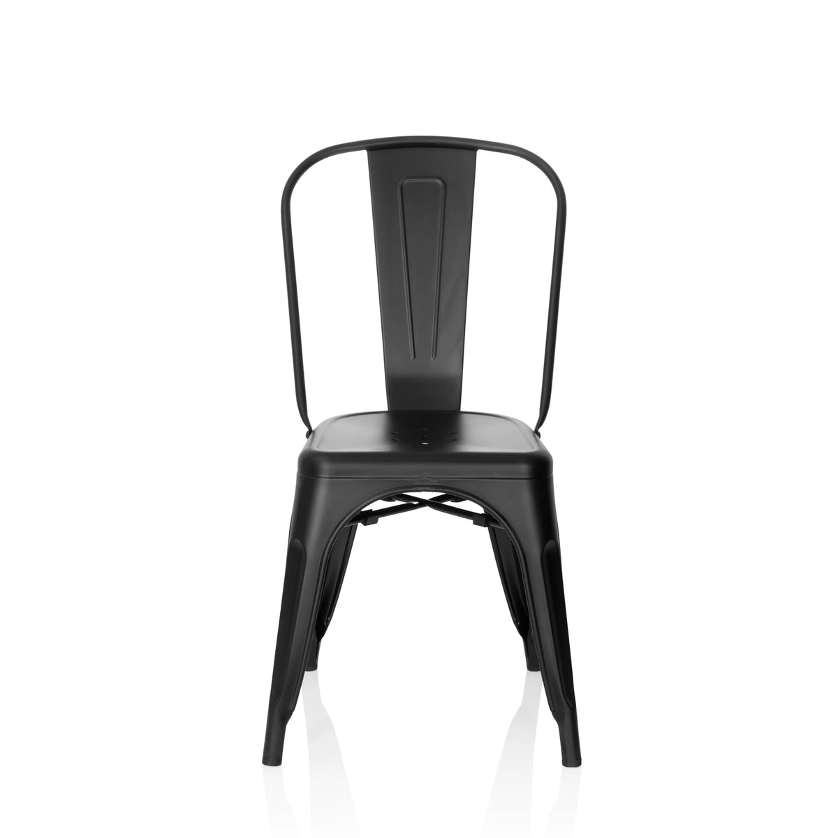 Chaise de bistrot VANTAGGIO BRUSH en métal noir avec dossier courbé de hjh OFFICE – vue à 360° (vue de face 0°)