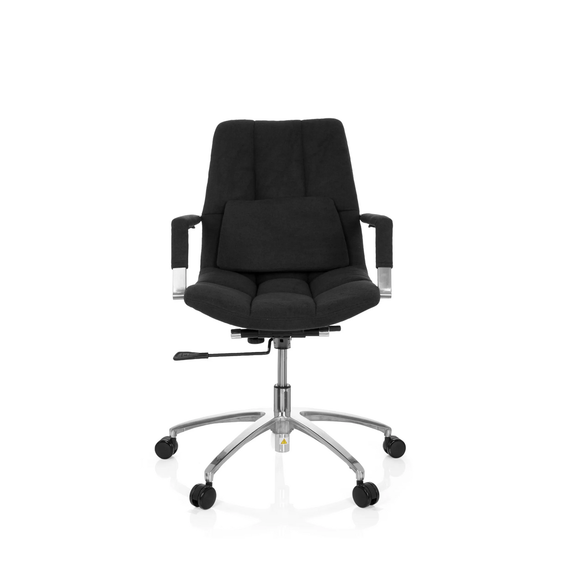 Siège de bureau à domicile SARANTO noir avec revêtement en tissu, accoudoirs et piètement à cinq branches à roulettes de hjh OFFICE