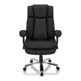 Siège pivotant BUILDER XXL I noir en similicuir avec pied en étoile et cinq roulettes de hjh OFFICE – vue à 360° (vue de face 0°)