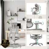 Appui-tête, accoudoirs et vérin à gaz réglables du siège de direction de luxe ERGOHUMAN SLIM ULTRA G GEN2 en gris de hjh OFFICE