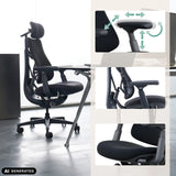 Accoudoirs 4D du siège de bureau haut de gamme LiberNovo Omni en noir de Libernovo (image générée par IA)