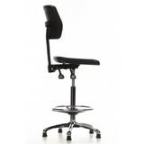 Chaise de comptoir TOP WORK 11 noire avec repose-pieds et piètement à cinq branches de hjh OFFICE – vue à 360° (vue de profil 100°)