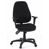 Siège de bureau de qualité professionnelle ZENIT PRO noir avec accoudoirs et piètement à cinq roulettes de hjh OFFICE – vue à 360° (vue de face 20°)
