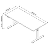 Dessin technique du bureau XDSM 19 G de 180 × 80 cm de hjh OFFICE PRO