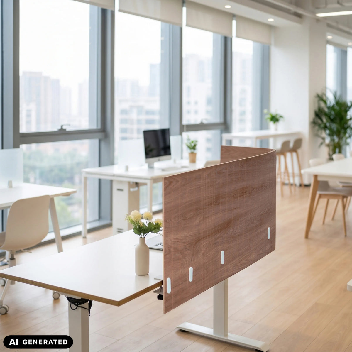 Cloison de table marron FLEXMIUT ROLL W d'une largeur de 160 cm pour bureaux de hjh OFFICE