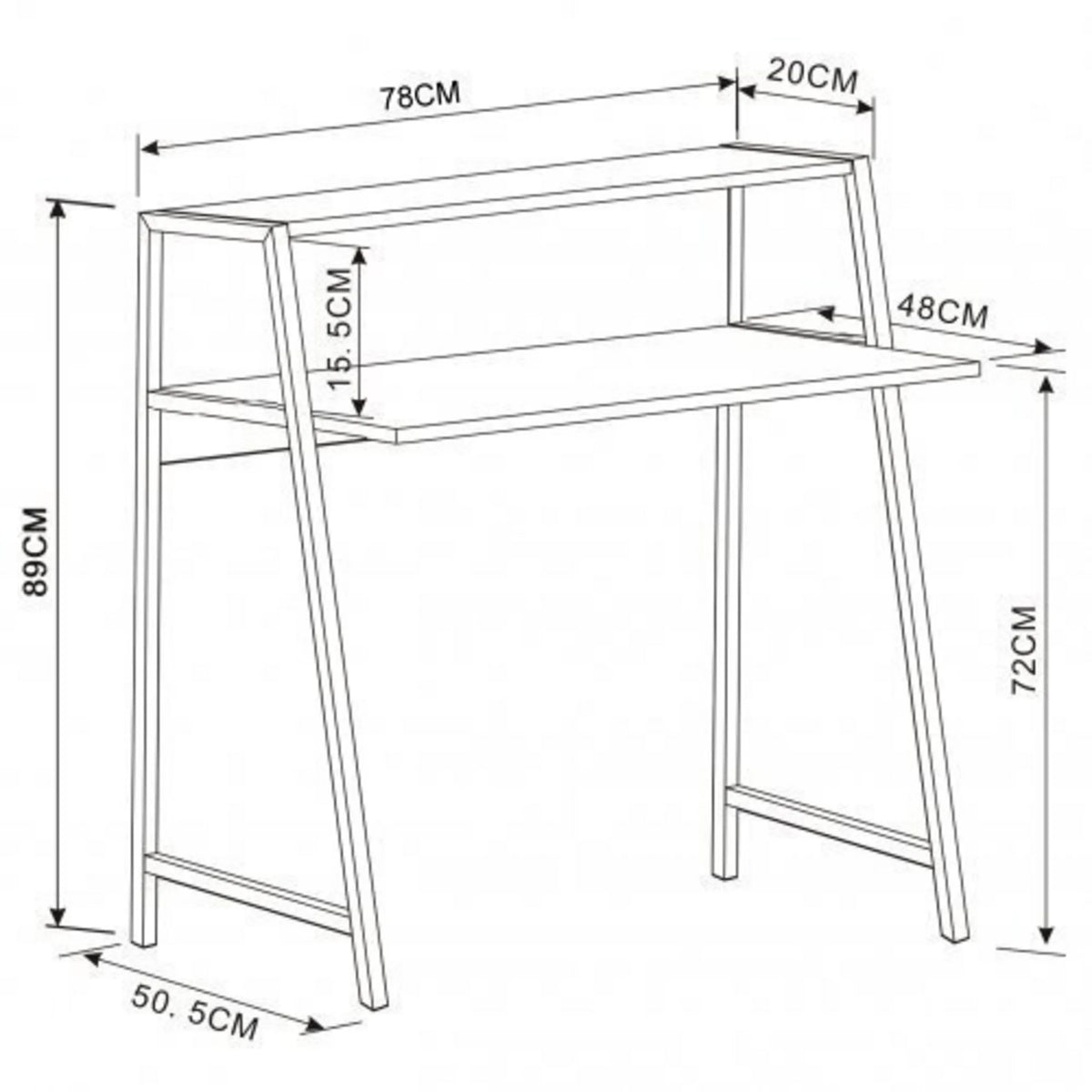Dessin technique du Bureau DUMONT de 78 × 50,5 cm de hjh OFFICE