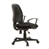 Siège de bureau à domicile CITY 10 noir avec dossier en maille, accoudoirs et base à cinq roulettes de hjh OFFICE – vue à 360° (vue de trois quarts arrière 120°)