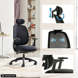 Siège de bureau de qualité professionnelle RI-COVER en noir avec appuie-tête et accoudoirs réglables de hjh OFFICE (image générée par IA)