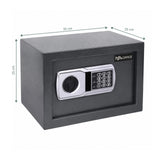 Maßzeichnung des Tresors Safe Compact Basic in Anthrazit mit 35 × 25 cm von hjh OFFICE