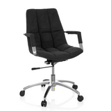 Siège de bureau à domicile SARANTO noir avec revêtement en tissu et base à cinq roulettes de hjh OFFICE – vue à 360° (vue de face 20°)