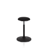 Siège assis-debout BALANCE SIT noir avec coussin d'assise rond et pied circulaire de hjh OFFICE – vue à 360° (vue de trois quarts avant 40°)