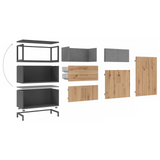 Pièces détachées de l'armoire FlexWall en graphite et chêne avec pieds réglables et tiroirs de hjh OFFICE PRO