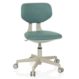 Chaise pivotante pour des enfants KIDDY CLASSIC bleue avec rembourrage et base à cinq roulettes de hjh OFFICE – vue à 360° (vue de face 15°)