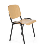 Chaise à quatre pieds XT 600 SW H avec assise et dossier en hêtre et structure noire de hjh OFFICE – vue à 360° (vue de trois quarts avant 60°)