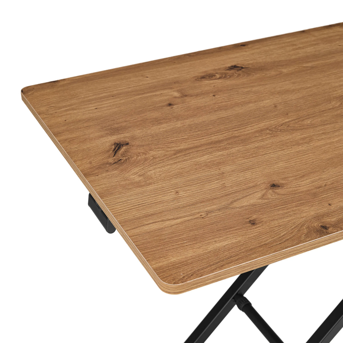 Veinage du bois de chêne du plateau avec piètement noir de la table Worktime Lift de hjh OFFICE