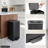 Poubelle Clean Step 4 noire avec pédale, seau intérieur et protection anti-traces de doigts de hjh OFFICE (image générée par IA)
