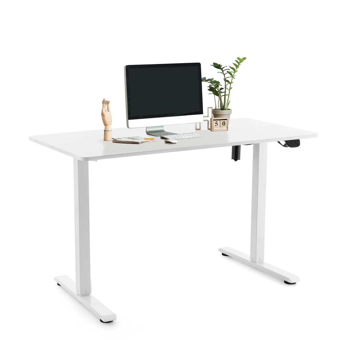 Bureau réglable en hauteur électriquement Worktime en blanc, 120 x 60 cm de hjh OFFICE