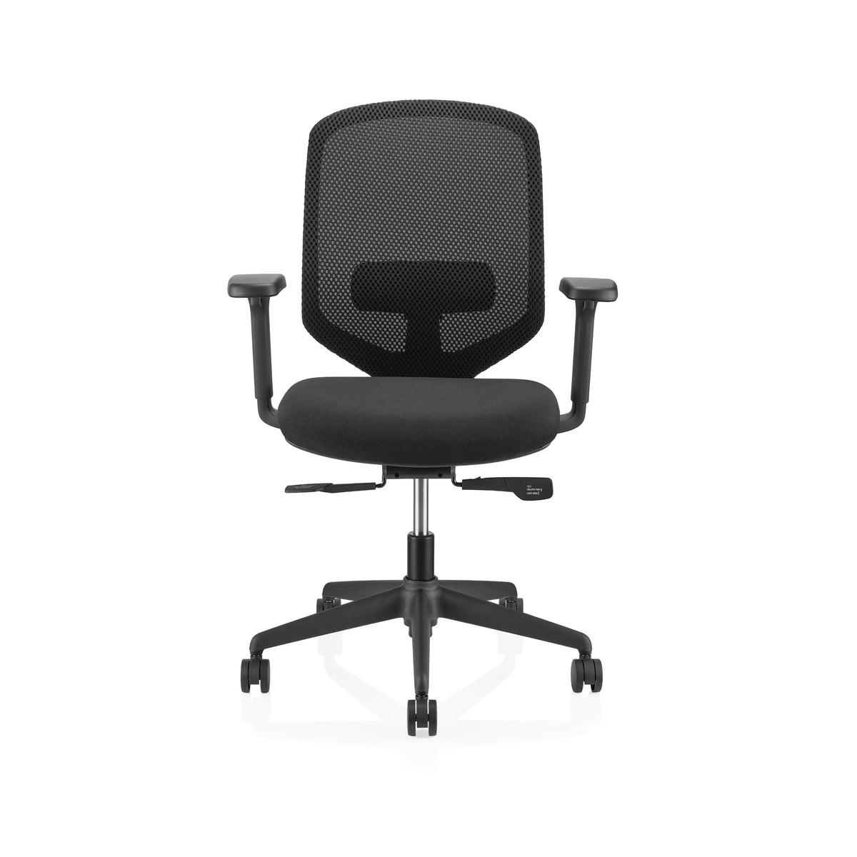 Siège de bureau de qualité professionnelle Delvia noir avec dossier en maille et piètement à cinq roulettes de hjh OFFICE – vue à 360° (vue de face 0°)