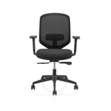 Siège de bureau de qualité professionnelle Delvia noir avec dossier en maille et piètement à cinq roulettes de hjh OFFICE – vue à 360° (vue de face 0°)
