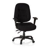 Siège de bureau de qualité professionnelle ZENIT XXL noir avec accoudoirs et pied à cinq roulettes de hjh OFFICE – vue à 360° (vue de face 20°)