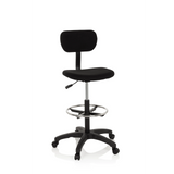 Chaise de comptoir TOP WORK 05 noire avec repose-pieds et piètement à cinq roulettes de hjh OFFICE – vue à 360° (vue de face 20°)