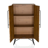 Compartiment ouvert avec deux étagères de la Commode SANTJAGO WOOD HIGH aspect bois brun foncé de hjh LIVING
