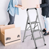Échelle pliante SOLID V à trois marches en aluminium avec barre de sécurité de hjh OFFICE
