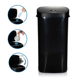 Poubelle à capteur CLEAN VI en noir avec ouverture à capteur, 25 cm de hauteur de hjh OFFICE