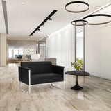 Canapé lounge noir ARUBA STEP deux places avec structure argentée de hjh OFFICE