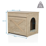 Dessin coté de la Maison pour chat KITTY PAWBOX 1 aspect chêne, 60 × 50 cm de hjh LIVING