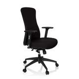 Siège de bureau de qualité professionnelle OFFICE XT PRO noir avec accoudoirs et base à cinq roulettes de hjh OFFICE – vue à 360° (vue de trois quarts avant 60°)