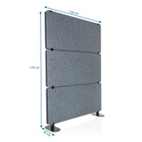 Dessin dimensionnel de la Cloison de séparation FLEXMIUT EXTEND de 175 × 120 cm de hjh OFFICE