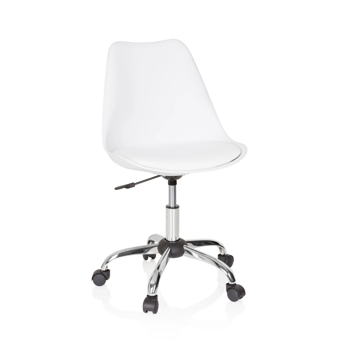 Siège de bureau à domicile FANCY PRO blanc avec étoile et cinq roulettes de hjh OFFICE – vue à 360° (vue de face 20°)