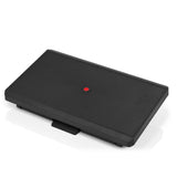 Repose-pieds PIEDINO STRIPE PRO noir avec surface striée et bouton rouge de hjh OFFICE – vue à 360° (vue de face 0°)