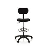 Chaise de comptoir TOP WORK 05 noire avec repose-pieds et piètement à cinq roulettes de hjh OFFICE – vue à 360° (vue de face 0°)