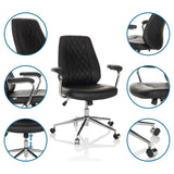 Homeoffice Chefsessel THEO I in Schwarz mit Detailansichten von Rückenlehne, Armlehnen und Fußkreuz von hjh OFFICE