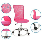 Chaise pivotante pour des enfants KIDDY NET I rose avec dossier en maille, hauteur réglable et base brillante à roulettes de hjh OFFICE