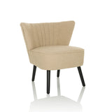 Fauteuil de salon MANISO beige avec revêtement en tissu texturé et quatre pieds noirs de hjh LIVING – vue à 360° (vue de trois quarts avant 30°)