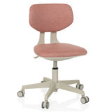 Chaise pivotante pour des enfants KIDDY CLASSIC rose avec assise rembourrée et base à cinq roulettes de hjh OFFICE – vue à 360° (vue de face 15°)