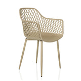 Chaise d'extérieur beige BEGIO L avec dossier en maille et quatre pieds de hjh LIVING – vue à 360° (vue de trois quarts avant 45°)