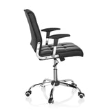 Siège de bureau à domicile ERNESTO noir avec rembourrage capitonné et base à cinq roulettes de hjh OFFICE – vue à 360° (vue de profil 100°)