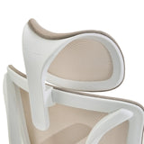 Appui-tête avec revêtement en maille beige et cadre blanc du Siège de bureau de qualité professionnelle ERGOMY W de MyBuero