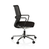 Siège de bureau de qualité professionnelle MOVE-TEC NET 3D noir avec dossier en maille et base à cinq roulettes de hjh OFFICE – vue à 360° (vue de profil 80°)