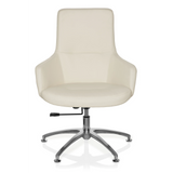 Fauteuil de salon SHAKE 300 blanc crème avec pied en étoile brillant et cinq roulettes de hjh OFFICE – vue à 360° (vue de face 0°)