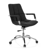 Siège de bureau à domicile SARANTO noir avec revêtement en tissu et base à cinq roulettes de hjh OFFICE – vue à 360° (vue de trois quarts avant 40°)