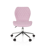 Chaise pivotante pour des enfants JOY II rose avec aspect capitonné et base à cinq roulettes de hjh OFFICE – vue à 360° (vue de face 0°)