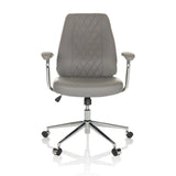 Siège de direction pour bureau à domicile THEO I gris avec dossier capitonné et base à cinq roulettes de hjh OFFICE – vue à 360° (vue de face 0°)